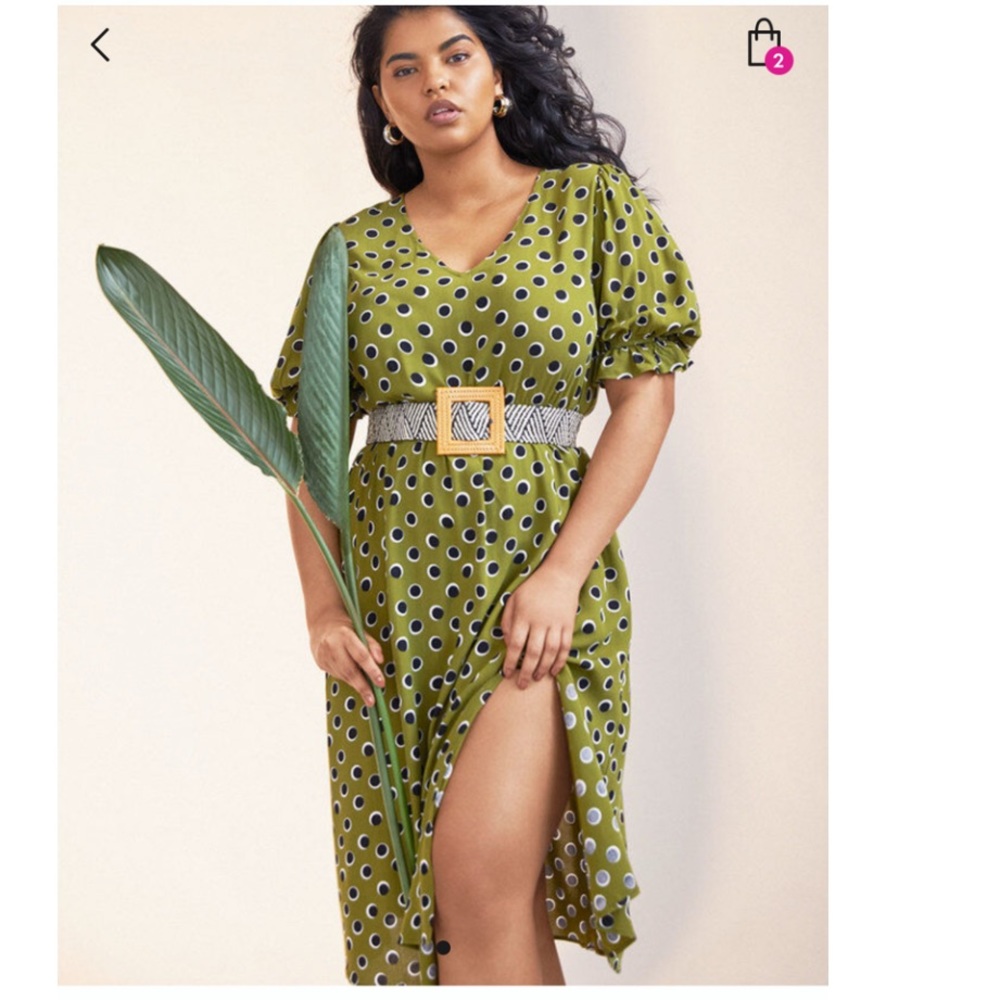 Eloquii Puff Sleeve Dress with Slit